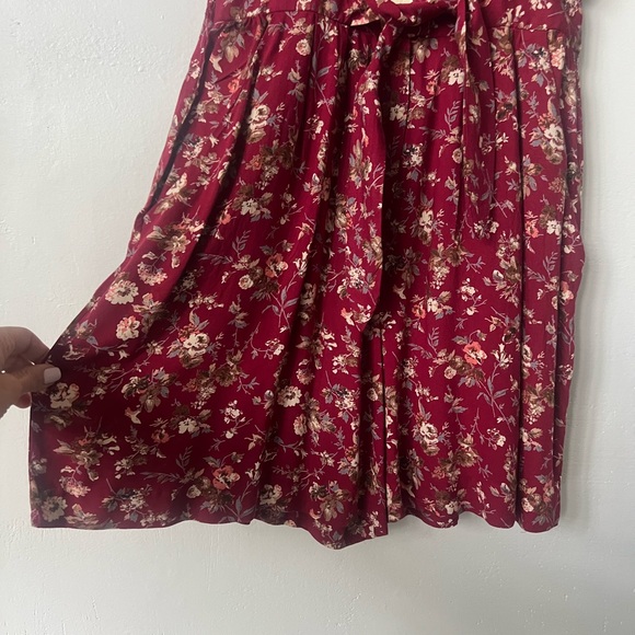 Vintage Floral Romper 1990’s Red Flower Print Jumpsuit 90’s Preppy Playsuit - Picture 4 of 8